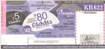 Karunya Weekly Lottery KR-622 07.10.2023