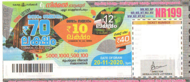 Nirmal Weekly Lottery held on 20.11.2020