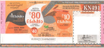 Karunya plus Weekly Lottery KN-491 12.10.2023