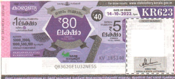 Karunya Weekly Lottery KR-623 14.10.2023