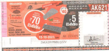 Akshaya Weekly Lottery AK-621 15.10.2023