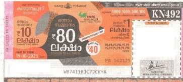 Karunya plus Weekly Lottery KN-492 19.10.2023