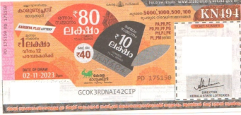 Karunya plus Weekly Lottery held on 02.11.2023