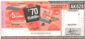 Akshaya Weekly Lottery AK-628 03.12.2023