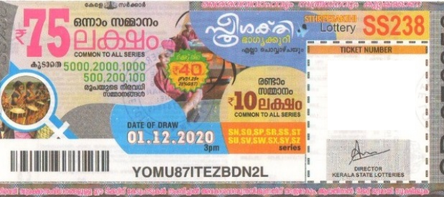 Sthree sakthi Weekly Lottery SS-238 01.12.2020