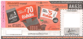 Akshaya Weekly Lottery AK-631 24.12.2023