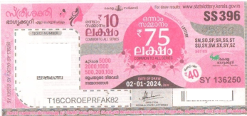 Sthree sakthi Weekly Lottery SS-396 02.01.2024