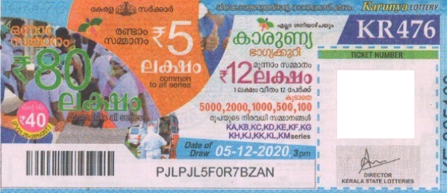 Karunya Weekly Lottery KR-476 05.12.2020