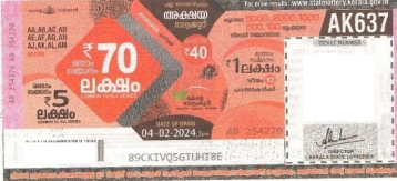 Akshaya Weekly Lottery held on 04.02.2024