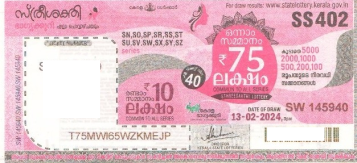 Sthree sakthi Weekly Lottery SS-402 13.02.2024