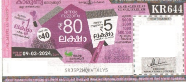 Karunya Weekly Lottery KR-644 09.03.2024