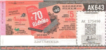 Akshaya Weekly Lottery AK-643 17.03.2024