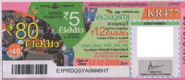 Karunya Weekly Lottery held on 12.12.2020