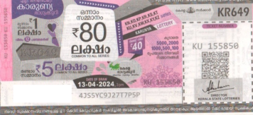 Karunya Weekly Lottery KR-649 13.04.2024