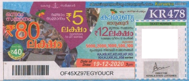 Karunya Weekly Lottery KR-478 19.12.2020