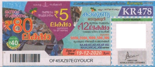 Karunya Weekly Lottery held on 19.12.2020