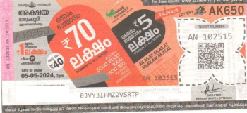 Akshaya Weekly Lottery -AK-650 to be held On 05.05.2024
