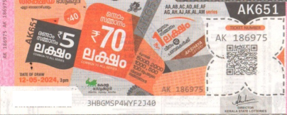 Akshaya Weekly Lottery held on 12.05.2024