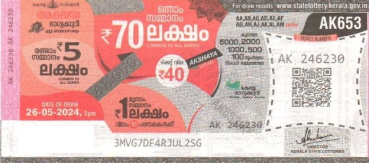 Akshaya Weekly Lottery held on 26.05.2024