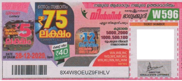 Win-win Weekly Lottery W-596 28.12.2020