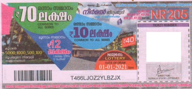 Nirmal Weekly Lottery NR-205 01.01.2021
