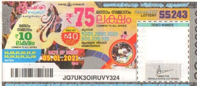 Sthree sakthi Weekly Lottery SS-243 05.01.2021