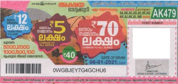 Akshaya Weekly Lottery held on 06.01.2021