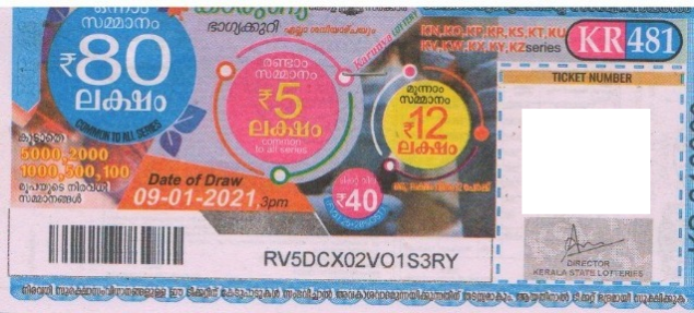 Karunya Weekly Lottery KR-481 09.01.2021