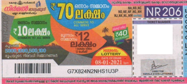 Nirmal Weekly Lottery NR-206 08.01.2021