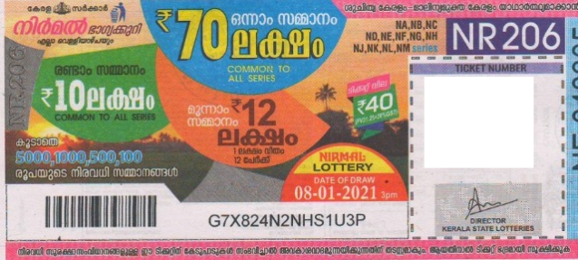 Nirmal Weekly Lottery held on 08.01.2021