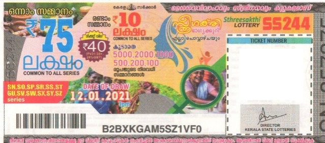 Sthree sakthi Weekly Lottery SS-244 12.01.2021