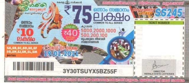 Sthree sakthi Weekly Lottery SS-245 19.01.2021