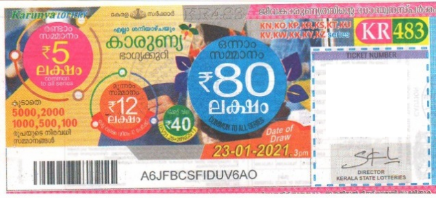 Karunya Weekly Lottery KR-483 23.01.2021