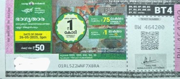Bhagyathara Weekly Lottery held on 26.05.2025