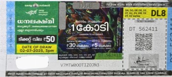 Dhanalekshmi Weekly Lottery -DL8 to be held On 02.07.2025