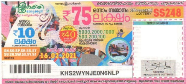 Sthree sakthi Weekly Lottery SS-248 16.02.2021