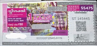 Sthree sakthi Weekly Lottery SS-475 08.07.2025