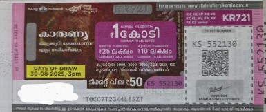 Karunya Weekly Lottery KR721 30.08.2025