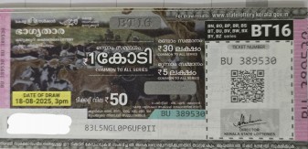 Bhagyathara Weekly Lottery BT16 18.08.2025
