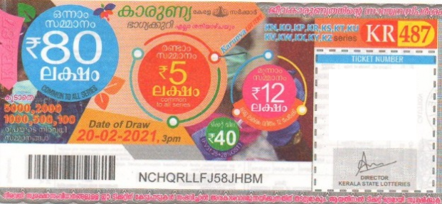 Karunya Weekly Lottery held on 20.02.2021