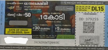 Dhanalekshmi Weekly Lottery DL15 27.08.2025