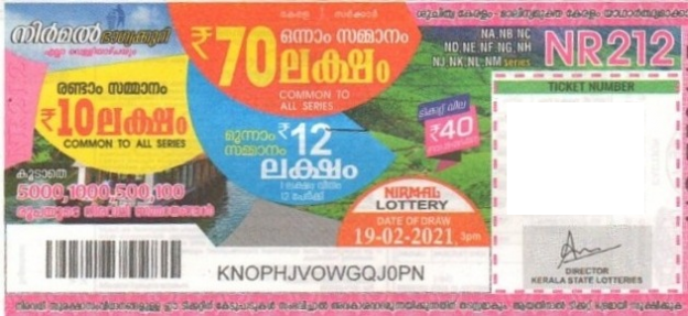 Nirmal Weekly Lottery NR-212 19.02.2021