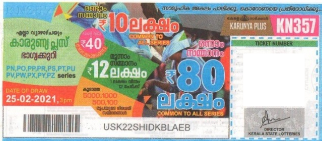 Karunya plus Weekly Lottery KN-357 25.02.2021