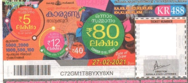 Karunya Weekly Lottery KR-488 27.02.2021