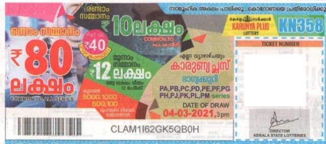 Karunya plus Weekly Lottery held on 04.03.2021