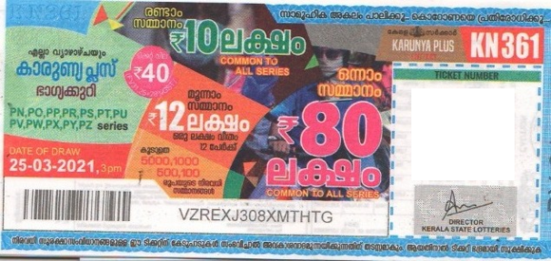 Karunya plus Weekly Lottery held on 25.03.2021