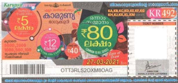 Karunya Weekly Lottery KR-492 27.03.2021