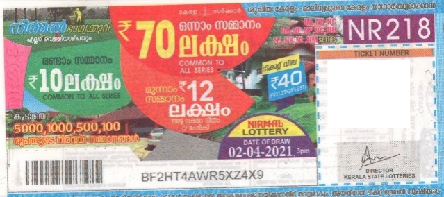 Nirmal Weekly Lottery NR-218 02.04.2021