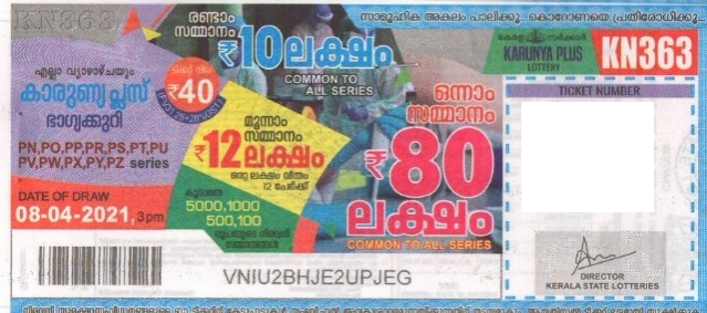 Karunya plus Weekly Lottery KN-363 08.04.2021