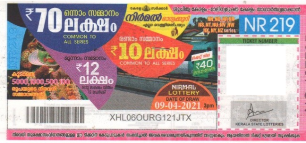 Nirmal Weekly Lottery NR-219 09.04.2021